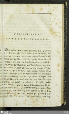 Vorerinnerung des französischen Herausgebers