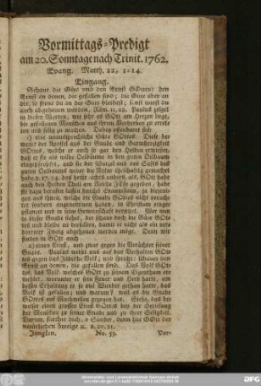 [No. 53.] Vormittags-Predigt am 20. Sonntage nach Trinit. 1762. Evang. Matth. 22, 1 - 14.