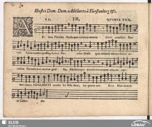 IX. Ardua, Pierides Musae : Illustri Dom. Dom. Alberto à Fürstenberg