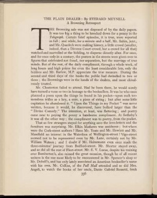 The plain dealer : A Browning retrospect