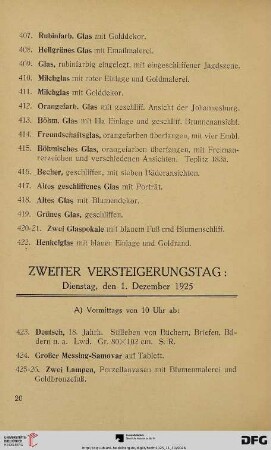 Zweiter Versteigerungstag (Nr. 423-1042)