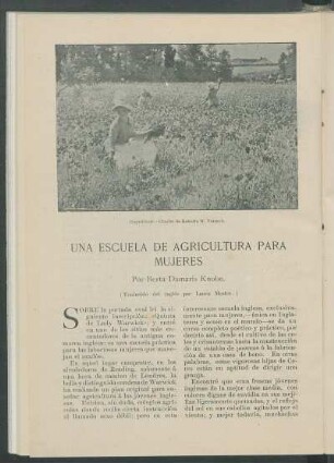 Una escuela de agricultura para mujeres. : [Grabados de Levytype]