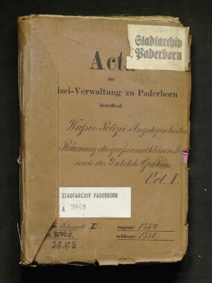 Wasserpolizei-Angelegenheiten: Räumung der großen und kleinen Pader sowie des Dubelohgrabens