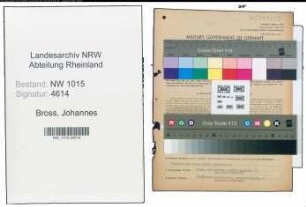 Entnazifizierung Johannes Bross , geb. 05.10.1890 (Konditormeister)