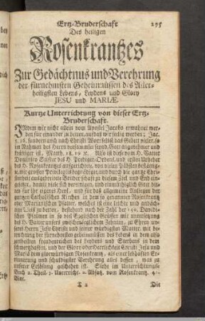Ertz-Bruderschaft Des heiligen Rosenkrantzes.