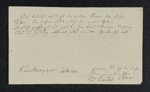Johann Georg Ehlers. – Heidelberg, 15.09.1808
