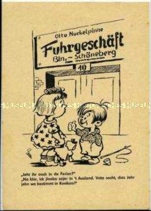 Postkarte mit Karikatur aus der Berliner Zeitung