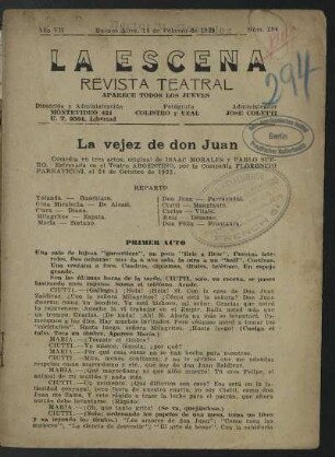 La vejez de don Juan : comedia en tres actos
