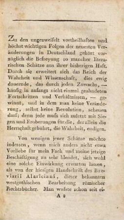 Vorläufige Nachricht von den juristischen Schätzen der Wirzburger Universitätsbibliothek, besonders dem Rechtsbuch Alarichs und erste Ausbeute aus dem letzten