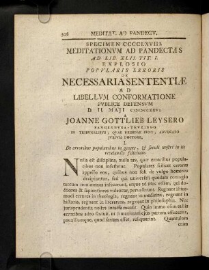 306-362, Meditat. Ad. Pandect. Sp. CCCCLXVIII. De Nec. Sent. Ad Libell. Conf.