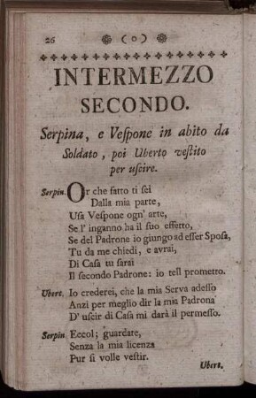 Intermezzo secondo = Zweytes Zwischen-Spiel