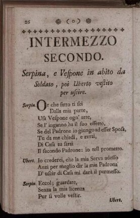 Intermezzo secondo = Zweytes Zwischen-Spiel