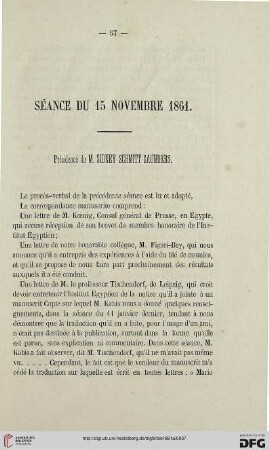 Séance du 15 novembre 1861