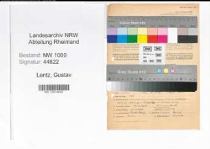 Entnazifizierung Gustav Lentz, geb. 10.07.1888 (Versicherungsvertreter)
