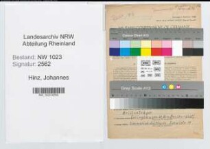 Entnazifizierung Johannes Hinz , geb. 22.07.1898 (Lehrer)