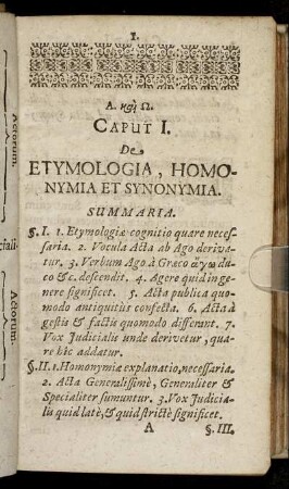 Caput I. De Etymologia, Homonymia Et Synonymia.