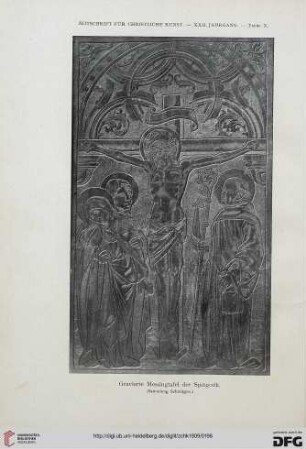 Gravierte Messingtafel der Spätgotik