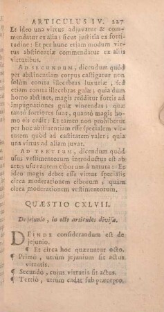 Quaestio CXLVII. De jejunio, in octo articulos divisa.