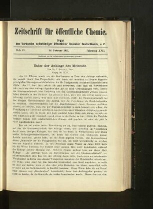Heft IV. 28. Februar 1911. Jahrgang XVII.