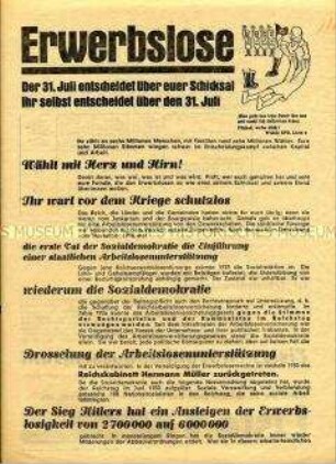 Wahlflugblatt der SPD zur Reichstagswahl im Juli 1932