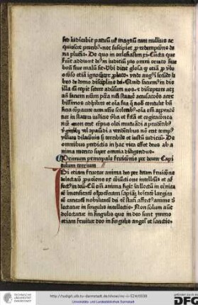 Primum principale fruitionis per deum, capitulum tertium.