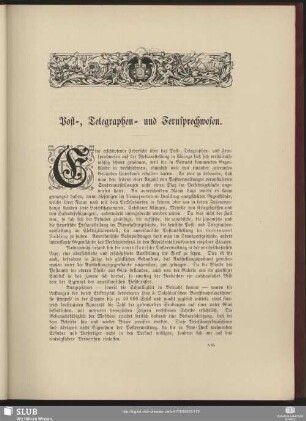 Post-, Telegraphen- und Fernsprechwesen