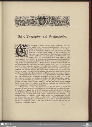 Post-, Telegraphen- und Fernsprechwesen