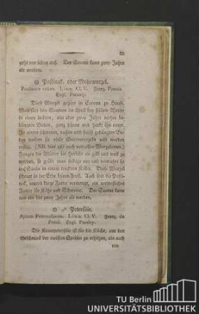 Petersilie. Apium petroselinum. Linn. Cl. V. Franz. du persil. Engl. parsley.