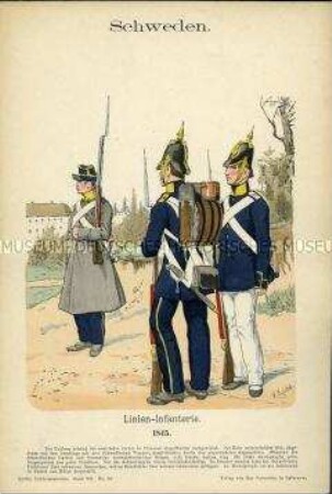 Uniformdarstellung, Gemeine der Linien-Infanterie, Königreich Schweden, 1845.