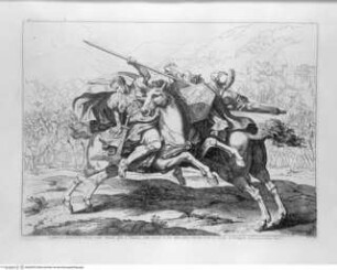 Pinelli, Bartolomeo, Istoria Romana. Incisa ad acqua forte da Bartolomeo Pinelli Romano. L'Anno 1818, e 1819. o.O.[Roma] u.J, Combattendo furiosamente Bruto..."; (Taf.19[21])