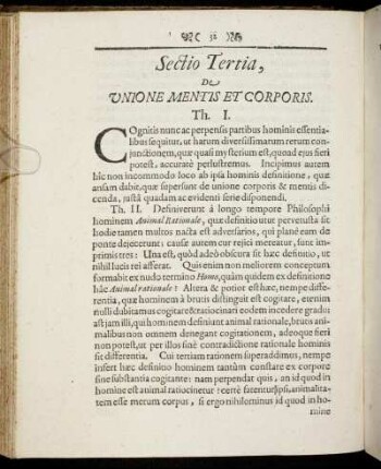 Sectio Tertia, De Unione Mentis Et Corporis.