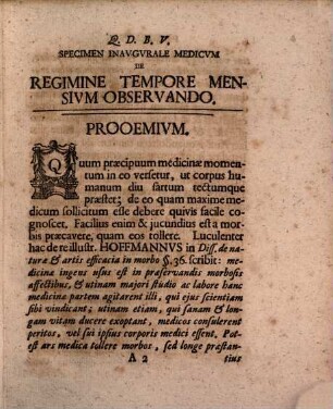 Specimen Inavgvrale Medicvm De Regimine Tempore Mensivm Observando