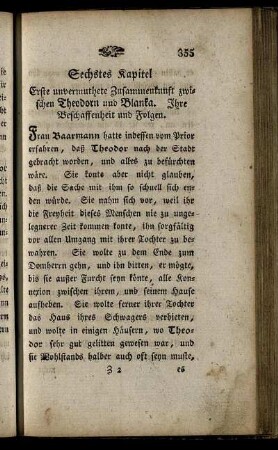 Sechstes Kapitel. Erste unvermuthete Zusammenkunft zwischen Theodorn und Blanka. Ihre Beschaffenheit und Folgen.