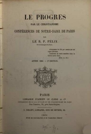 Le progrès par le christianisme : conférences de Notre-Dame de Paris, 8