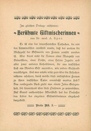 Im gleichen Verlage erschienen: Berühmte Giftmischerinnen ...