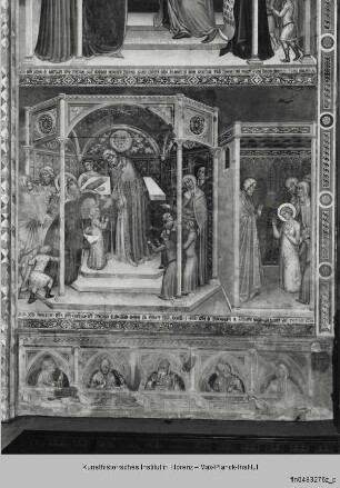 Fresken der Chorkapelle : Marienzyklus : Tempelgang Mariens; Maria weiht sich Gott