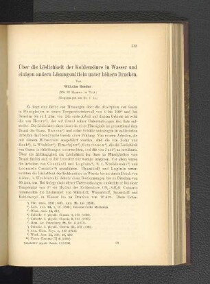 Über die Löslichkeit der Kohlensäure in Wasser und einigen Andern Lösungsmitteln unter höhern Drucken.
