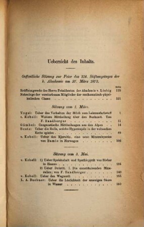 Sitzungsberichte der Bayerischen Akademie der Wissenschaften zu München, Mathematisch-Physikalische Klasse. 3, 3. 1873