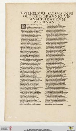 Guilhelmus Salsmannus Georgio Braunio urbium theatrum adornanti
