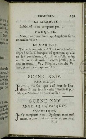 Scene XXV. Angelique, Pasquin