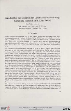 Brandgräber der ausgehenden Latènezeit aus Mehrhoog, Gemeinde Hamminkeln, Kreis Wesel