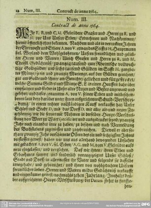 Num. III. Contract de anno 1564