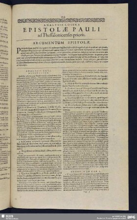 Analysis Logica Epistolae Pauli ad Thessalonicenses prioris