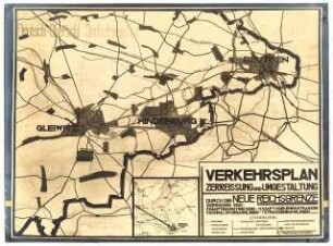 Dreistädteeinheit Hindenburg, Gleiwitz, Beuthen: Verkehrsplan, Lageplan Hindenburg, Gleiwitz, Beuthen 1:10000