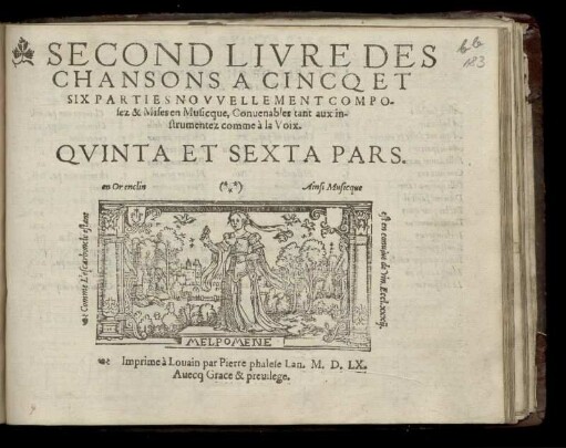 Second livre des chansons a cincq et six parties. Quinta et Sexta Pars