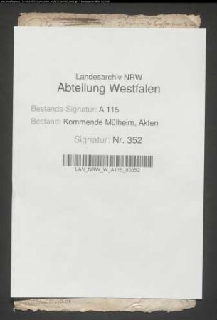 Inventar der von Osnabrück nach Waldenburg gebrachten Mobilien.