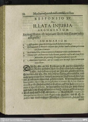 Responsio XV. De Illata Iniuria