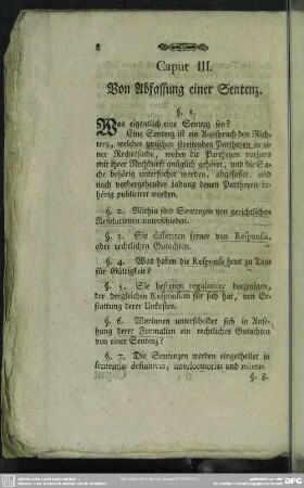 Caput III. Von Abfassung einer Sentenz