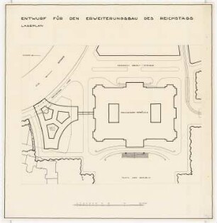 Erweiterung des Reichstags und Neugestaltung des Platzes der Republik, Berlin-Tiergarten Bibliothek: Lageplan