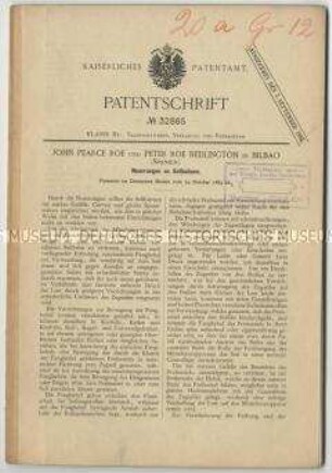 Patentschrift über Neuerungen an Seilbahnen, Patent-Nr. 32865